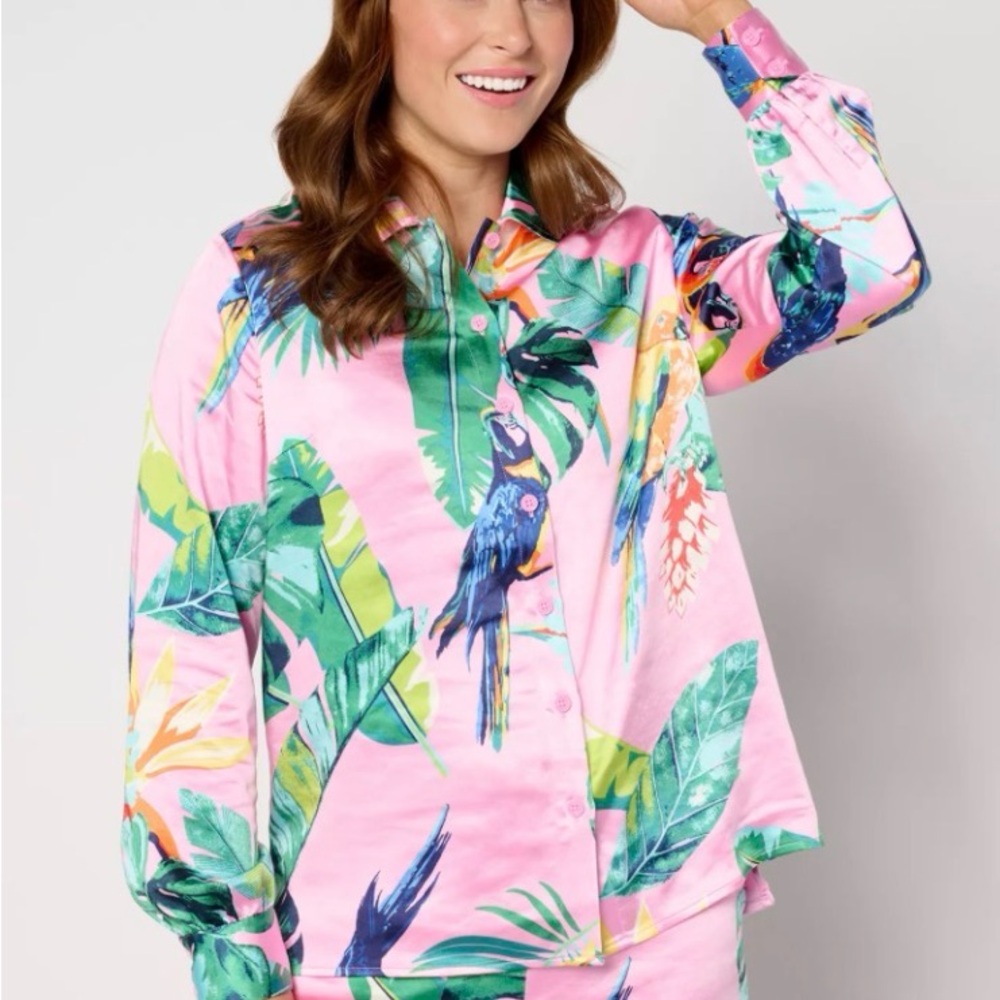 Tropical Pink Button-Up Shirt